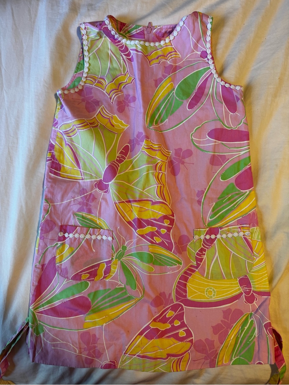 Lilly Pulitzer Pink, Green & Yellow Butterfly girls Dress size 6